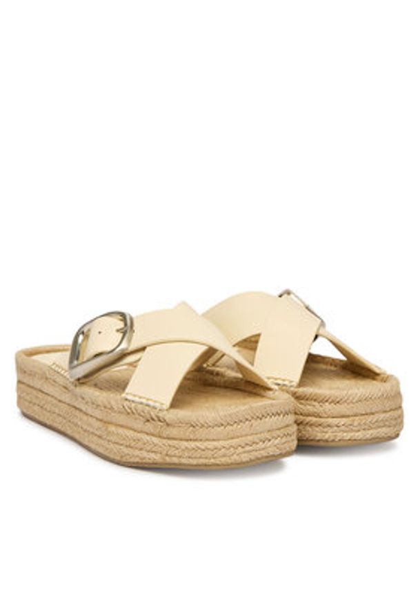 Calvin Klein Espadryle Flatf Espadrill Cross Lth Hdw HW0HW02892 Écru. Kolor: kremowy. Materiał: skóra
