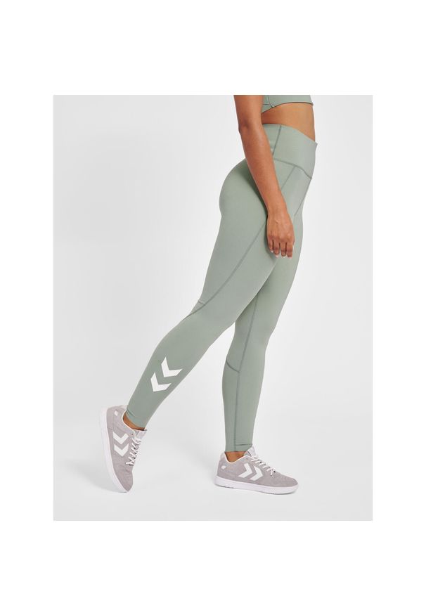 Damskie wysokie legginsy Hummel MT Grace. Kolor: zielony. Wzór: jodełka, nadruk