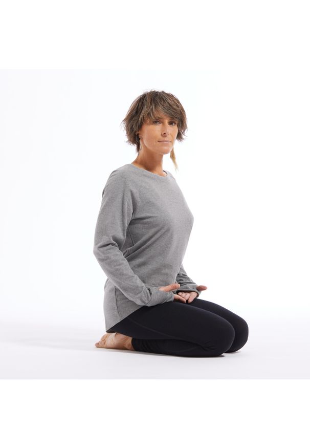 Niebieska bluza sportowa KIMJALY długa, na jogę i pilates, z długim rękawem