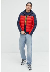 Tommy Jeans kurtka puchowa męska kolor czerwony zimowa. Kolor: czerwony. Materiał: puch. Sezon: zima #5