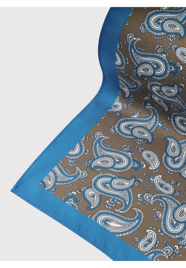 Pako Lorente - PAKO LORENTE - Brązowa poszetka męska paisley. Kolor: brązowy. Materiał: poliester. Wzór: paisley