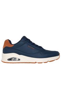 skechers - Buty męskie Skechers Uno Suited On Air 183004NVY - granatowe. Zapięcie: sznurówki. Kolor: niebieski. Materiał: zamsz, skóra, syntetyk, guma. Szerokość cholewki: normalna. Wzór: gładki. Model: Skechers Sport