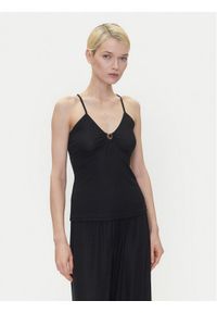 Emporio Armani Top EW001292 AF12206 FC043 Czarny Slim Fit. Kolor: czarny. Materiał: syntetyk