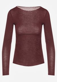 Born2be - Bordowa Wiskozowa Bluzka z Długim Rękawem z Dodatkiem Kaszmiru Uninda. Okazja: na co dzień. Kolor: czerwony. Materiał: wiskoza, kaszmir. Długość rękawa: długi rękaw. Długość: długie. Styl: casual, elegancki #4