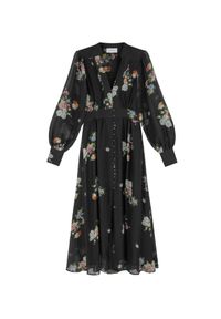 JENESEQUA - Jedwabna sukienka Annecy. Kolor: czarny. Materiał: jedwab. Wzór: aplikacja, ażurowy, kwiaty, nadruk. Styl: klasyczny #3