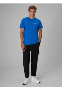 4f - 4F T-shirt regular z nadrukiem męski - niebieski XL. Okazja: na co dzień, na spacer. Kolor: niebieski. Materiał: jeans, dzianina, bawełna, dresówka, materiał, jersey. Wzór: nadruk. Styl: casual, klasyczny #2