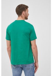 Trussardi Jeans - Trussardi T-shirt bawełniany kolor zielony z nadrukiem. Kolor: zielony. Materiał: bawełna. Wzór: nadruk