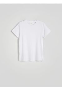 Reserved - Bawełniany t-shirt regular - biały. Kolor: biały. Materiał: bawełna