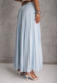 Renee - Niebieska Spódnica High Waist Zdobiona Drobnym Plisowaniem Aniope. Okazja: na co dzień. Stan: podwyższony. Kolor: niebieski. Wzór: aplikacja. Styl: elegancki, casual #3