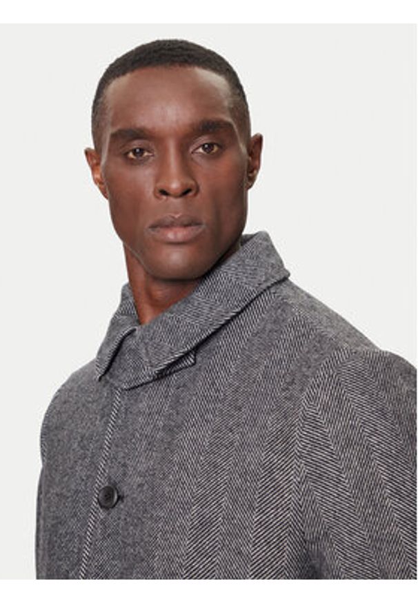 Calvin Klein Płaszcz wełniany LV04LD510G Szary Regular Fit. Kolor: szary. Materiał: syntetyk