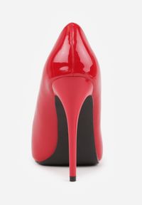 Renee - Czerwone Szpilki Cassildi. Kolor: czerwony. Materiał: materiał. Wzór: gładki. Obcas: na szpilce. Styl: elegancki. Wysokość obcasa: wysoki #3