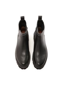 Kazar - Czarne botki z białymi szwami. Okazja: na co dzień. Zapięcie: zamek. Kolor: czarny. Materiał: tkanina, skóra. Szerokość cholewki: normalna. Styl: casual #4