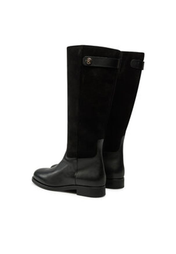 TOMMY HILFIGER - Tommy Hilfiger Kozaki Th Stud Leather Mix Long Boot FW0FW08341 Czarny. Kolor: czarny. Materiał: zamsz, skóra