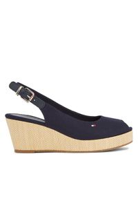 TOMMY HILFIGER - Tommy Hilfiger Espadryle Iconic Elba Sling Back Wedge FW0FW04788 Granatowy. Kolor: niebieski. Materiał: materiał