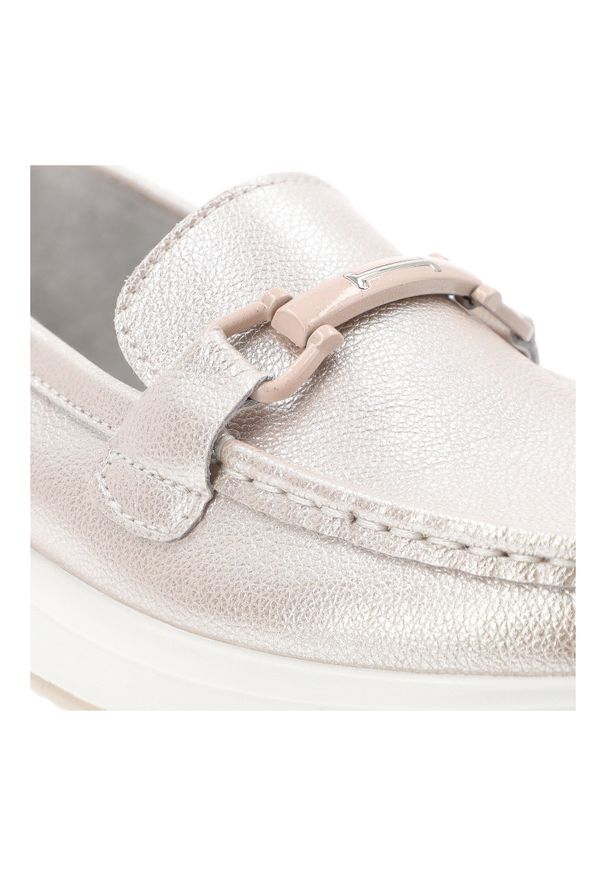 Srebrno-Różowe Mokasyny S.Barski Eleganckie Obuwie Damskie. Okazja: na co dzień, na spacer. Kolor: srebrny. Materiał: materiał. Wzór: aplikacja. Styl: elegancki