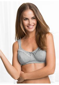 bonprix - Biustonosz bez fiszbinów z bawełną organiczną (2 szt.). Kolor: szary. Materiał: bawełna. Wzór: aplikacja #3