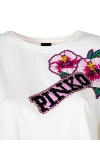 Pinko T-Shirt "Titolato" | 101212 A0VH | Kobieta | Biały. Kolor: biały. Materiał: bawełna. Długość: krótkie. Wzór: jednolity, nadruk, aplikacja. Sezon: lato #3