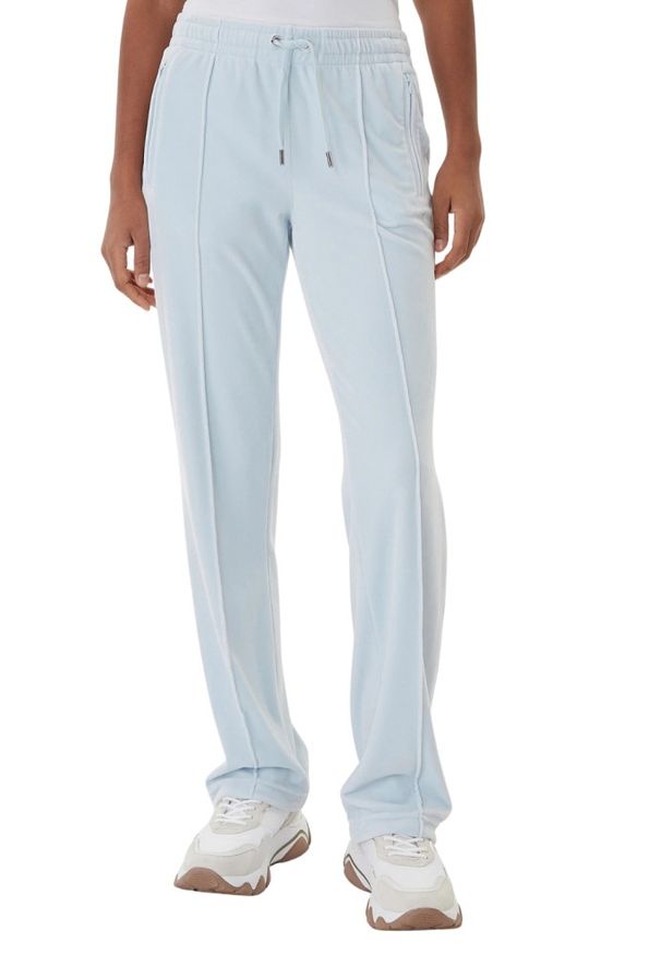 Juicy Couture - JUICY COUTURE Błękitne spodnie dresowe damskie z cyrkoniami Tina, Rozmiar XS. Kolor: niebieski. Materiał: dresówka