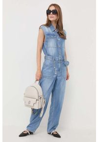Miss Sixty kombinezon jeansowy kolor niebieski z dekoltem w szpic. Okazja: na co dzień. Kolor: niebieski. Materiał: jeans. Styl: casual #1