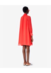 Kenzo - KENZO - Czerwona sukienka. Kolor: czerwony. Materiał: tiul, materiał. Długość rękawa: długi rękaw. Styl: wizytowy #4