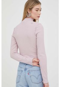 Vans longsleeve damski kolor różowy z półgolfem. Kolor: różowy. Materiał: dzianina, prążkowany. Długość rękawa: długi rękaw. Wzór: aplikacja #4