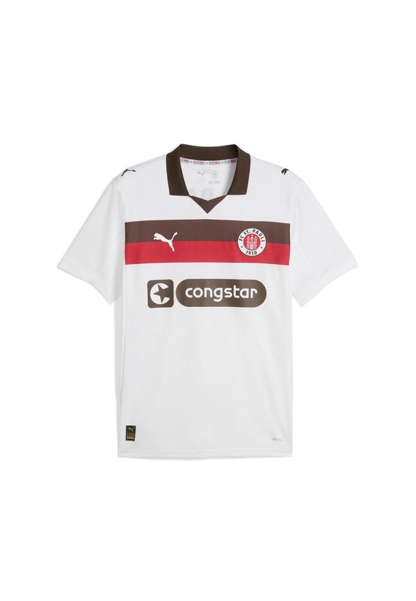 Puma - Męska koszulka wyjazdowa FC St. Pauli 25/26 PUMA White Espresso Brown. Kolor: biały, brązowy, wielokolorowy
