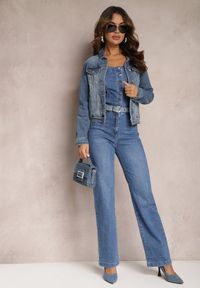 Renee - Granatowy Długi Kombinezon z Jeansu bez Ramiączek Ediekesa. Kolor: niebieski. Materiał: jeans. Długość rękawa: bez ramiączek. Długość: długie #3