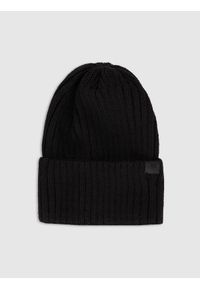 4f - 4F Czapka zimowa z dodatkiem wełny damska - czarna Uniwersalny. Kolor: czarny. Materiał: wełna. Sezon: zima. Styl: casual, klasyczny #1