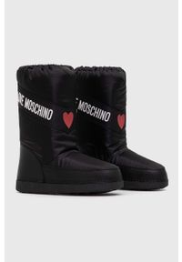 Love Moschino śniegowce SKIBOOT20 kolor czarny JA24032G0HISA000. Nosek buta: okrągły. Zapięcie: sznurówki. Kolor: czarny. Materiał: guma #5