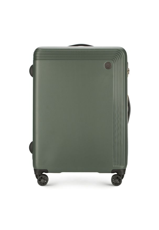 Wittchen - Średnia walizka z ABS-u delikatnie żłobiona. Kolor: zielony. Materiał: guma. Wzór: kolorowy