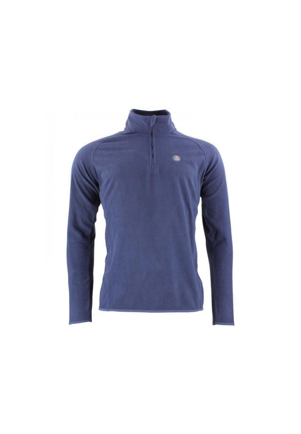 PEAK MOUNTAIN - Polar z kapturem zapinany na zamek 1/2 Peak Mountain. Typ kołnierza: kaptur. Kolor: niebieski. Materiał: polar. Sezon: zima. Sport: turystyka piesza