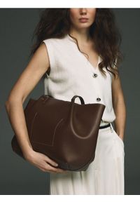 Reserved - Torebka shopper - beżowy. Kolor: beżowy. Materiał: skórzane #1