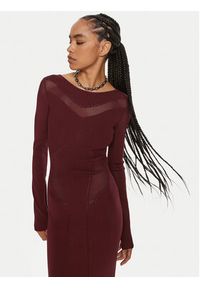 Patrizia Pepe Sukienka dzianinowa 8A1348 K195 M511 Bordowy Slim Fit. Kolor: czerwony. Materiał: wiskoza