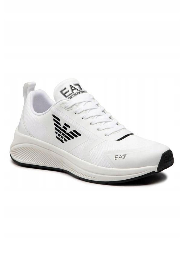 EA7 Emporio Armani - EA7 Białe sneakersy z czarną podeszwą, Rozmiar 43 1/3. Kolor: biały