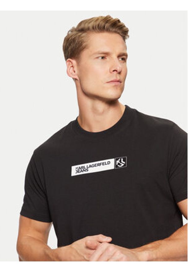 Karl Lagerfeld Jeans T-Shirt A1M17112 Czarny Slim Fit. Kolor: czarny. Materiał: syntetyk