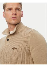 Aeronautica Militare Sweter 262MA1572UL00409 Beżowy Regular Fit. Kolor: beżowy. Materiał: bawełna #5