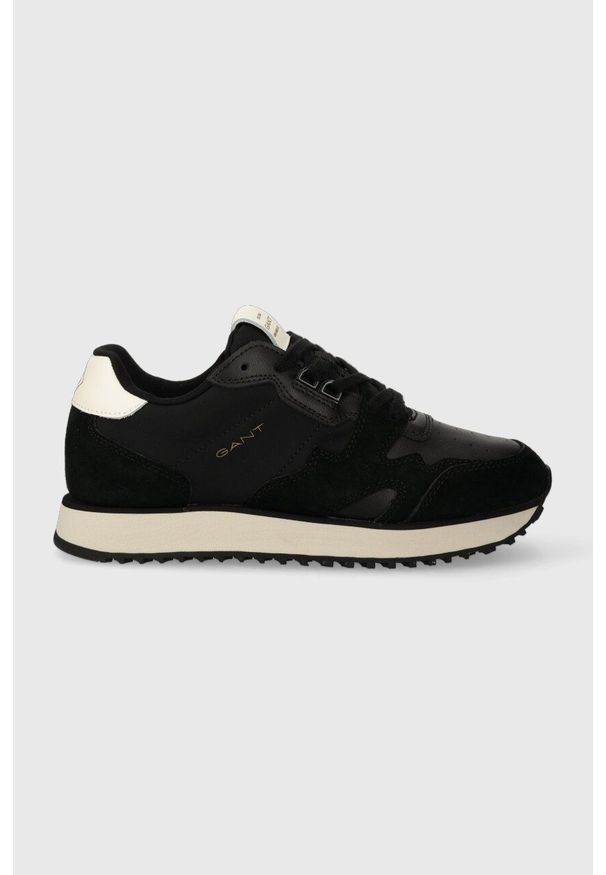 GANT - Gant sneakersy Bevinda kolor czarny 27534161.G00. Nosek buta: okrągły. Zapięcie: sznurówki. Kolor: czarny. Materiał: skóra, materiał, włókno, guma