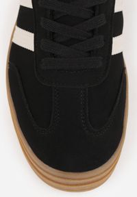 Born2be - Czarne Sneakersy Typu Kultowe Tenisówki na Grubej Podeszwie Nalorela. Okazja: na co dzień. Kolor: czarny. Materiał: jeans. Szerokość cholewki: normalna. Sport: fitness #7