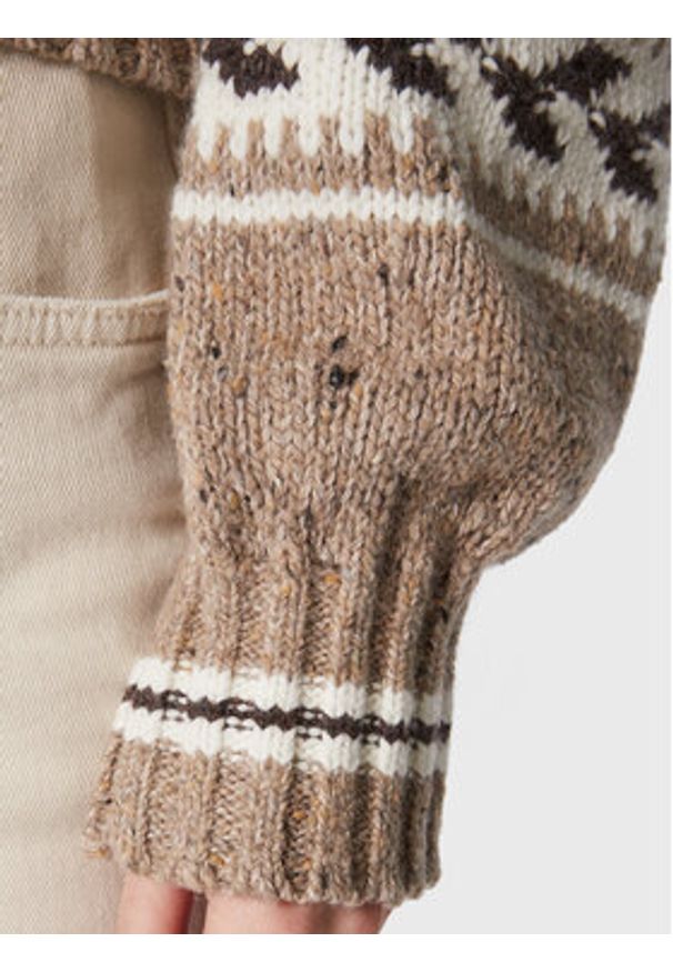 Polo Ralph Lauren Sweter 211881628 Beżowy Regular Fit. Typ kołnierza: polo. Kolor: beżowy. Materiał: wełna
