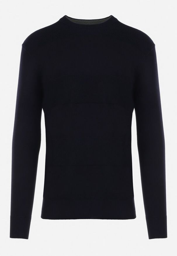 Born2be - Granatowy Wiskozowy Sweter z Okrągłym Dekoltem o Klasycznym Kroju Manohari. Kolor: niebieski. Materiał: wiskoza. Wzór: jednolity. Styl: klasyczny