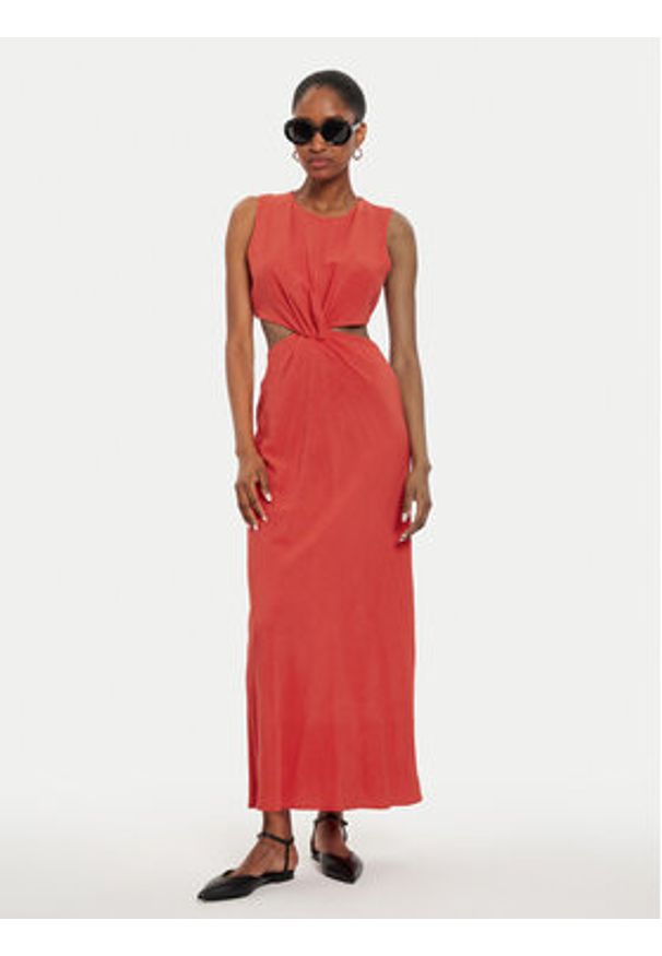 ViCOLO Sukienka letnia TB2469 Czerwony Regular Fit. Kolor: czerwony. Materiał: wiskoza. Sezon: lato