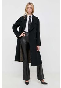 BOSS płaszcz wełniany kolor czarny przejściowy dwurzędowy. Okazja: na co dzień. Kolor: czarny. Materiał: wełna. Styl: casual, klasyczny #3