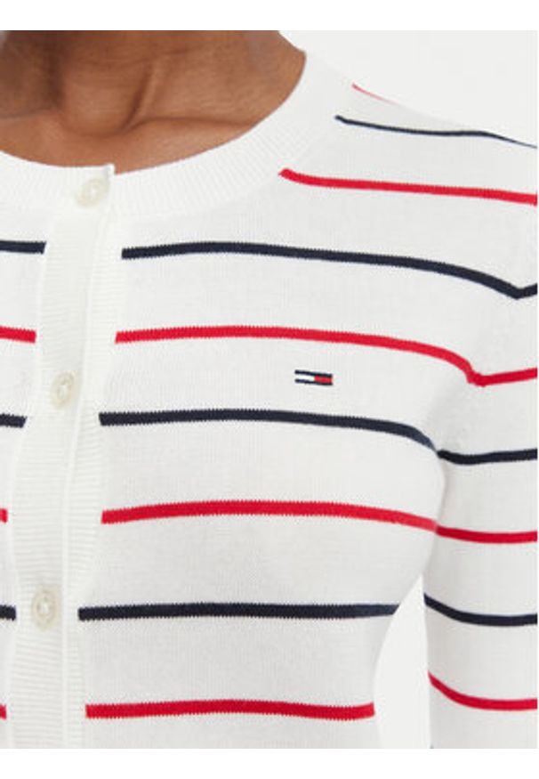 Tommy Jeans Kardigan DW0DW20976 Biały Regular Fit. Kolor: biały. Materiał: bawełna