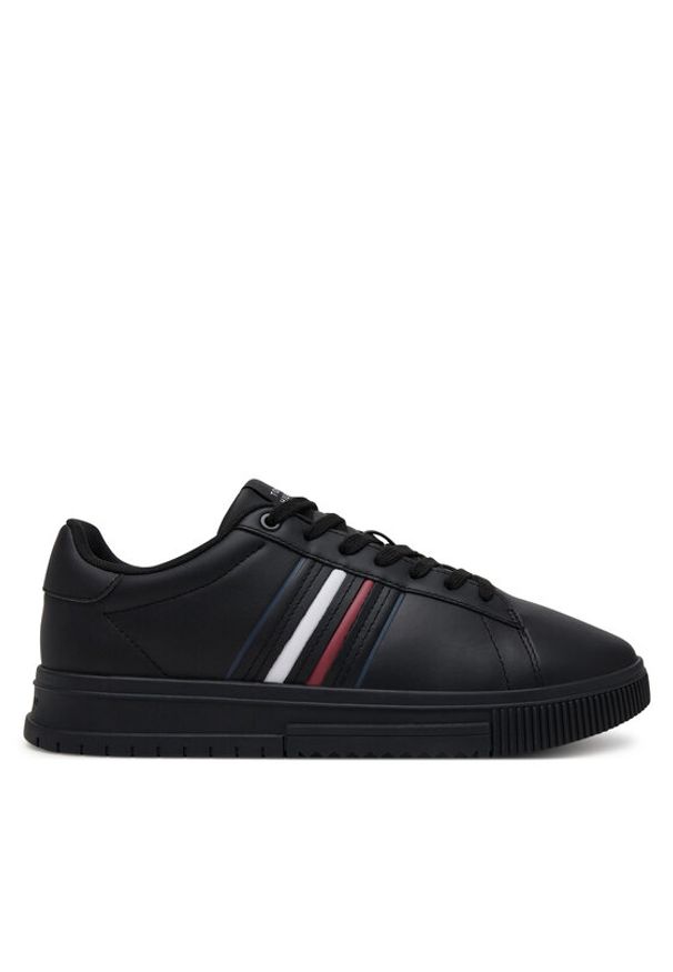 TOMMY HILFIGER - Tommy Hilfiger Sneakersy Modern Cupsole Stripes Lth FM0FM05406 Czarny. Kolor: czarny. Materiał: skóra