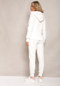 Renee - Biały 2-częściowy Komplet Dresowy z Bluzą i Spodniami Hebele. Kolor: biały. Materiał: dresówka. Wzór: gładki #5