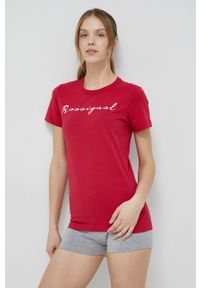 Rossignol t-shirt bawełniany kolor czerwony. Okazja: na co dzień. Kolor: różowy. Materiał: bawełna. Wzór: nadruk. Styl: casual #1