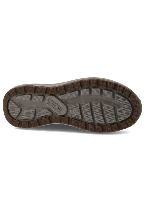 Sneakersy męskie Rieker, antistress półbuty na platformie wygodne z okrągłym noskiem i sznurowane, brązowe, 06050-22. Okazja: na co dzień. Nosek buta: okrągły. Kolor: brązowy. Materiał: skóra. Obcas: na platformie
