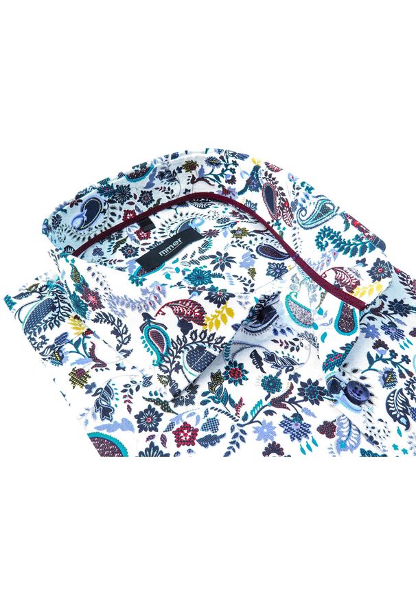 Mmer / Villaro - Koszule męskie - Koszula w unikatowy wzór Mmer 877. Materiał: bawełna, elastan, tkanina. Długość rękawa: krótki rękaw. Długość: krótkie. Styl: elegancki