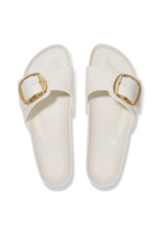 Birkenstock - BIRKENSTOCK Madrid Big Buckle EVA Eggshell Klapki damskie. Okazja: na plażę, na co dzień. Kolor: kremowy. Materiał: materiał. Sezon: lato. Styl: casual, elegancki, wakacyjny, klasyczny