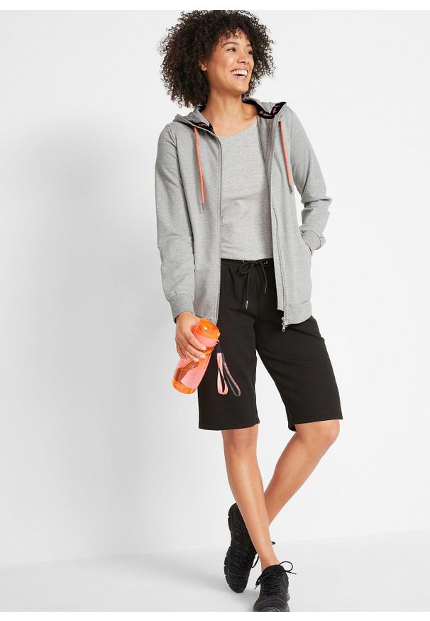 bonprix - Bermudy dresowe z czystej bawełny. Kolor: czarny. Materiał: bawełna, dresówka